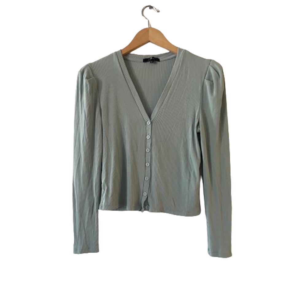 7 For All Mankind Women's Puff Sleeve Cardigan Sweater